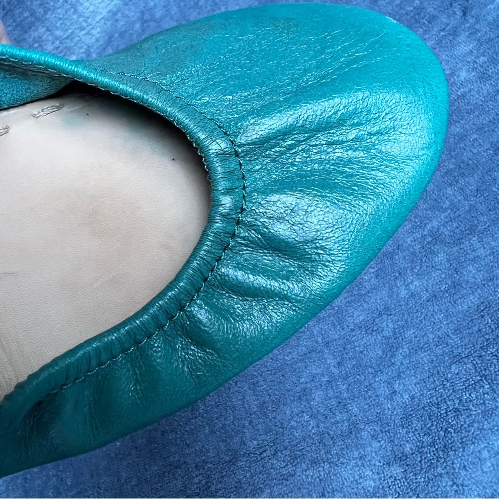 Tieks By Gavriely Flat Shoes Sz 7 Pacific Green Leather Ballet  Flats Foldable - Picture 5 of 17